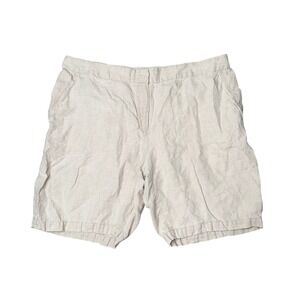 Eileen Fisher Shorts Women 1X Beige Good Organic Linen Elastic Back Casual